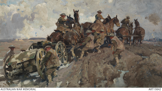 Moving the gun WWI (courtesy of Australian War Memorial)