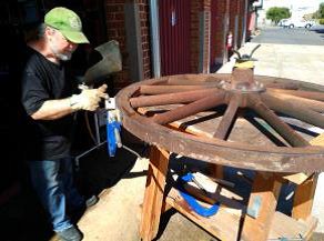 Wheelwright, Peter Foster, recreating original wooden spoke wheels